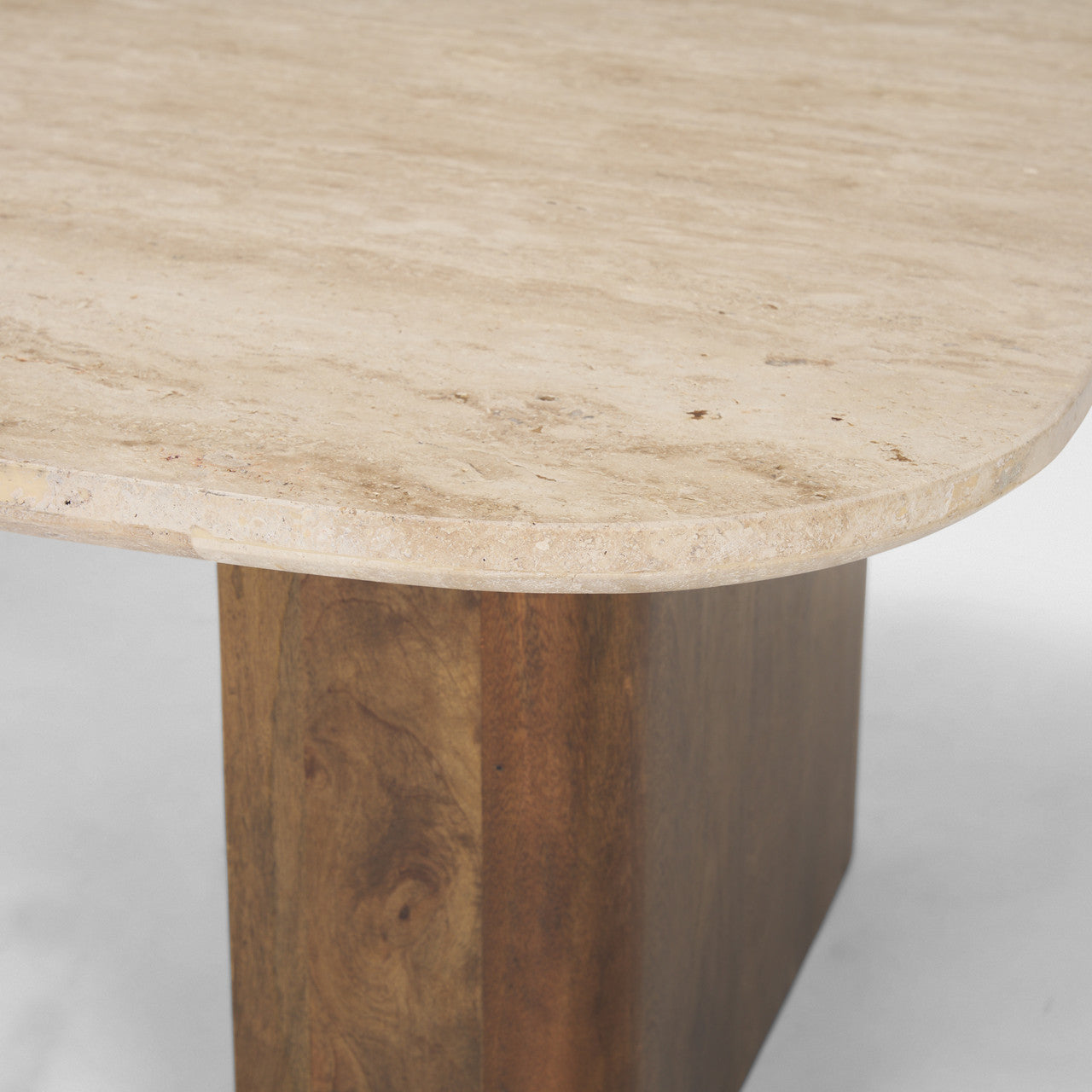 Symona Travertine and Mango Wood Rectangle Coffee Table