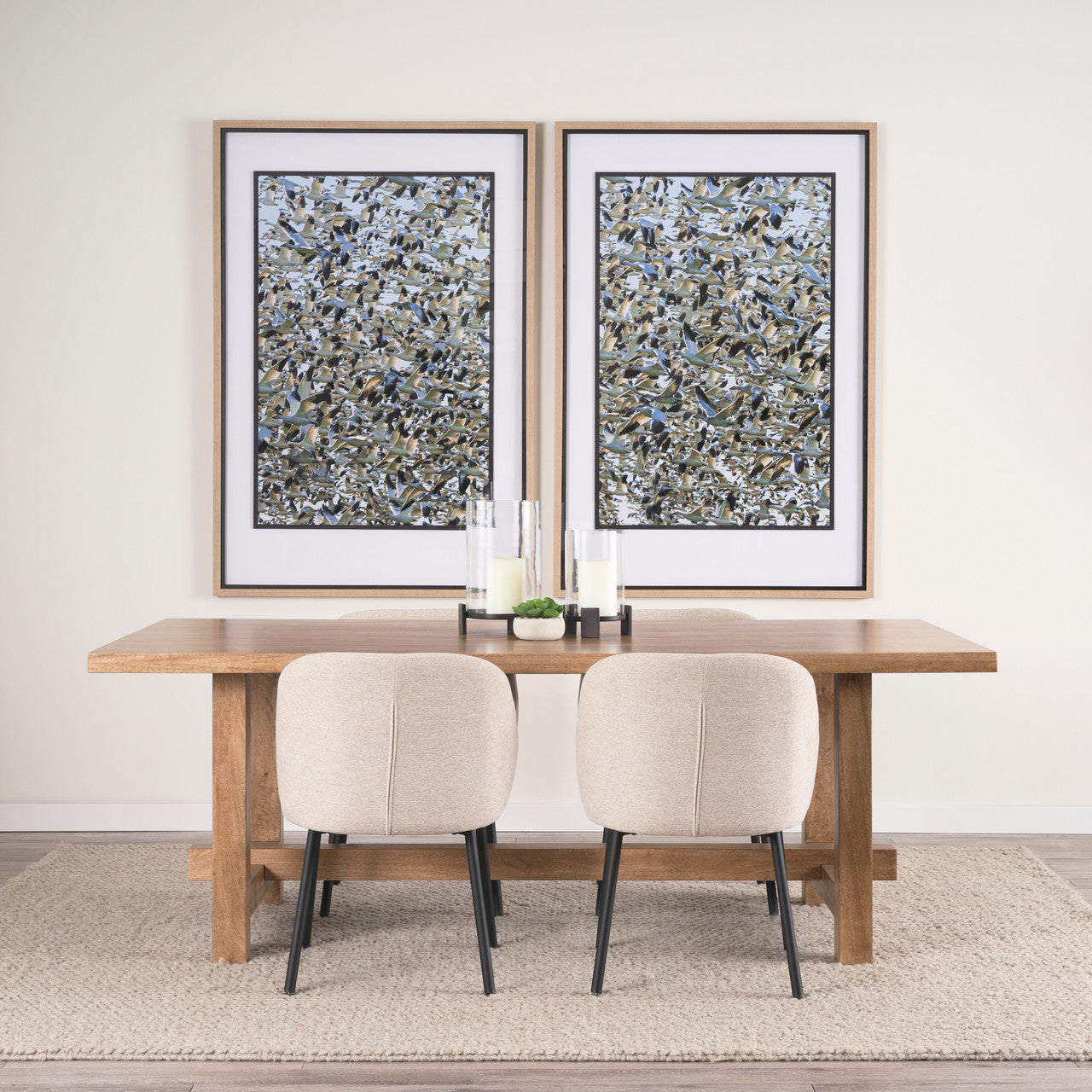 Suke Rectangular Natural Wood Trestle Dining Table