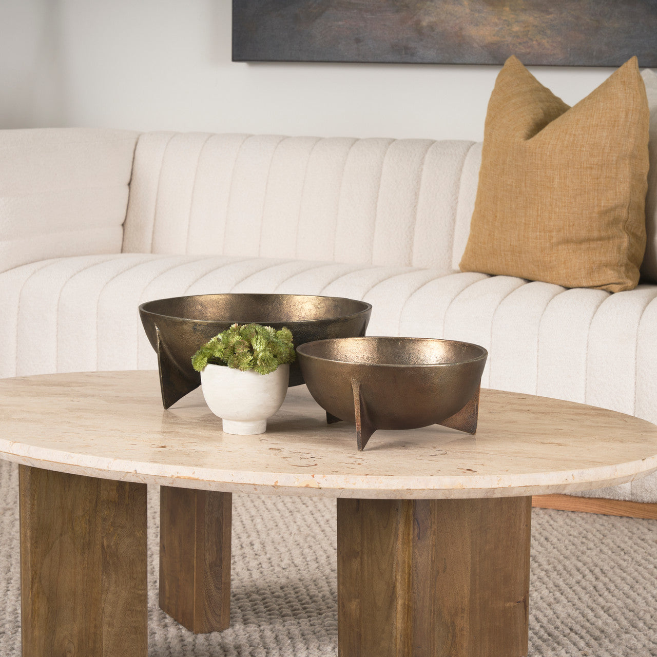 Quita Large Gold Metal Decorative Bowls (Set of 2)