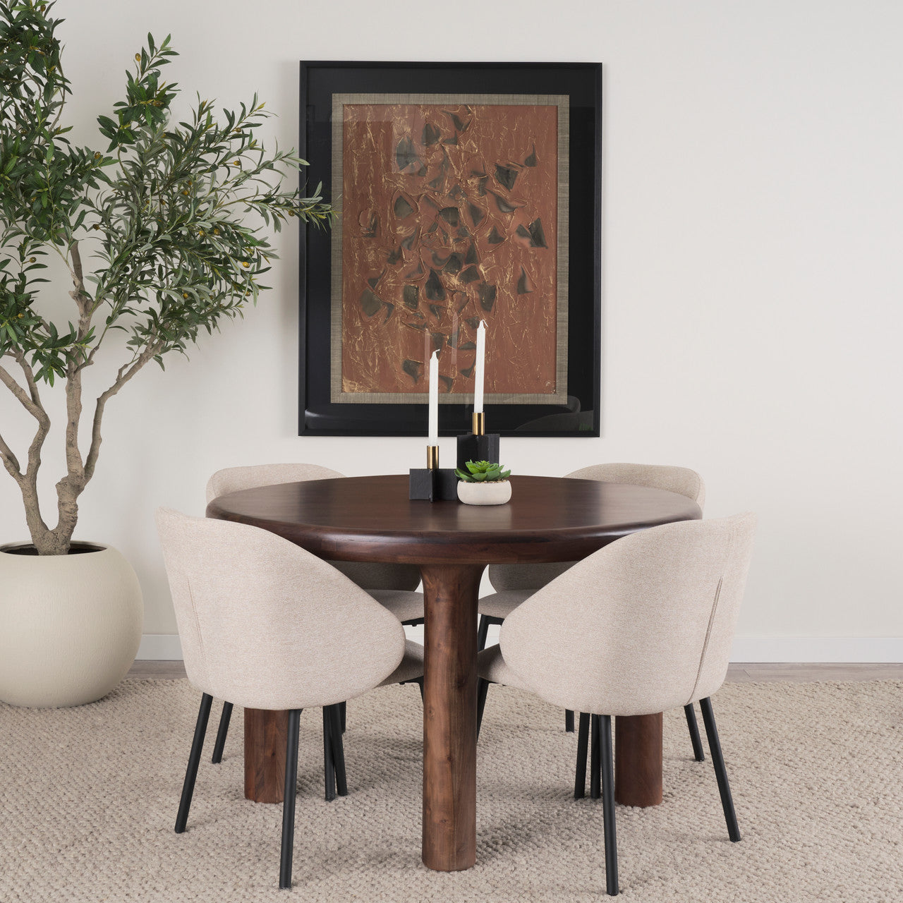 Shannon Dining Chair w/ Oatmeal Fabric & Matte Black Metal