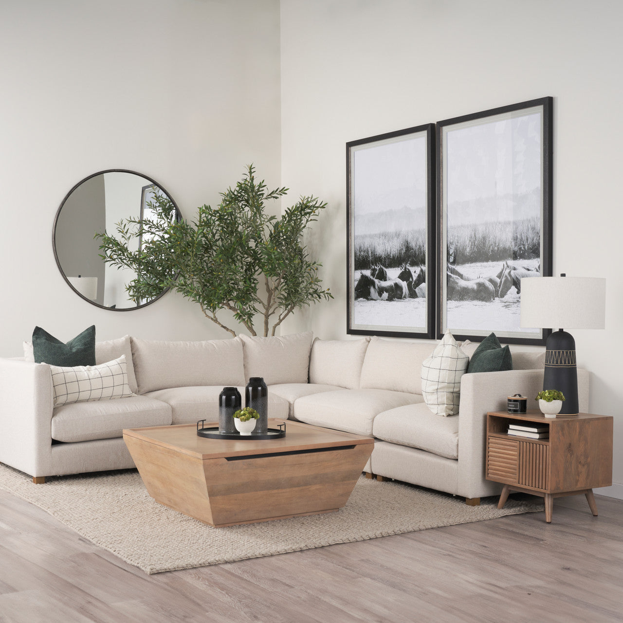 Sable  19.0L x 19.0W x 21.5H Light Brown Wood Side Table