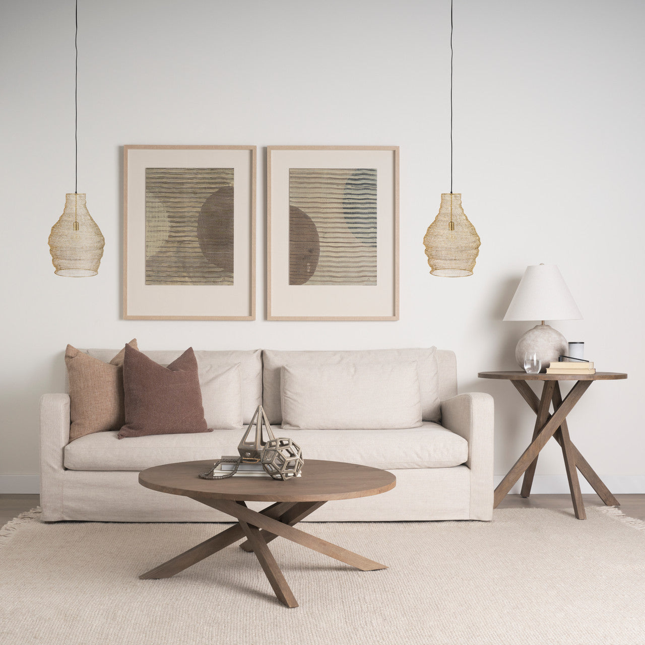 Halycon 16.0L x 16.0W x 20.0H Gold Mesh and Iron Pendant Light