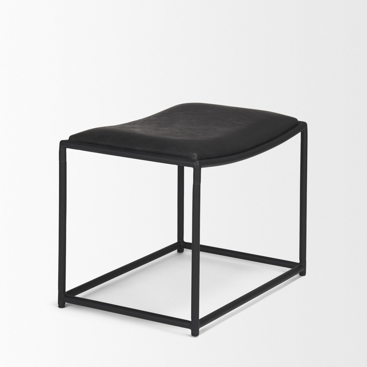 Taniel Black Leather w/ Black Metal Stool