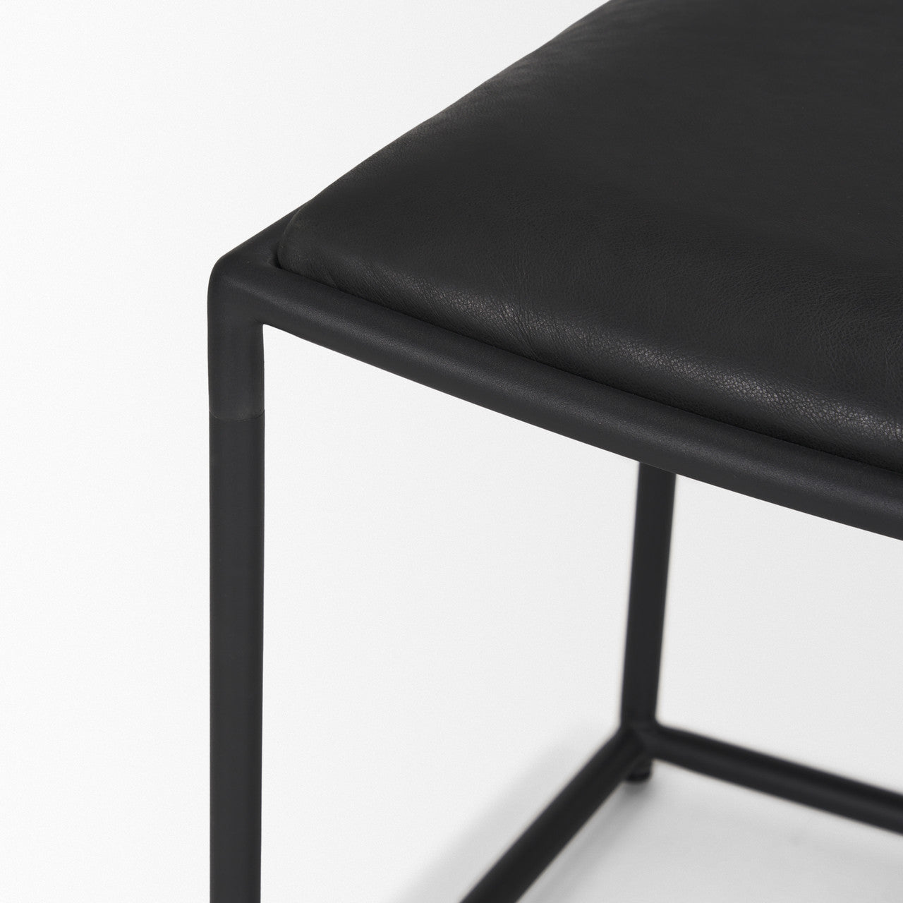 Taniel Black Leather w/ Black Metal Stool