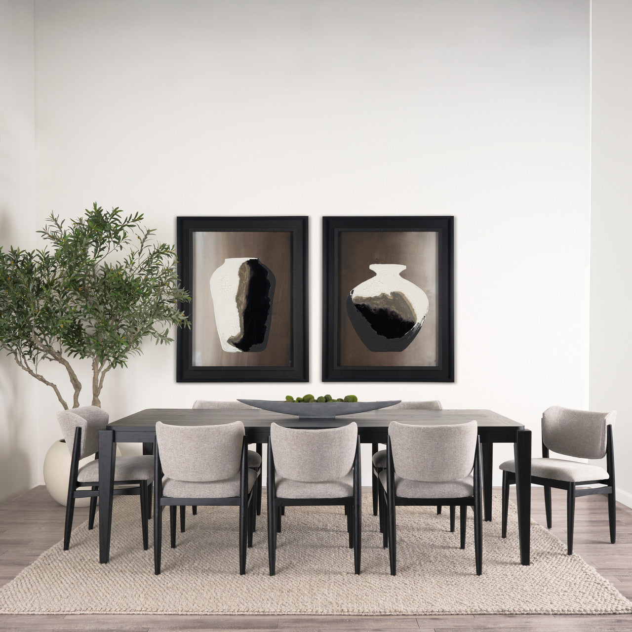 Cline  20.9L x 23.0W x 31.9H Gray Fabric W/Black Wood Dining Chair