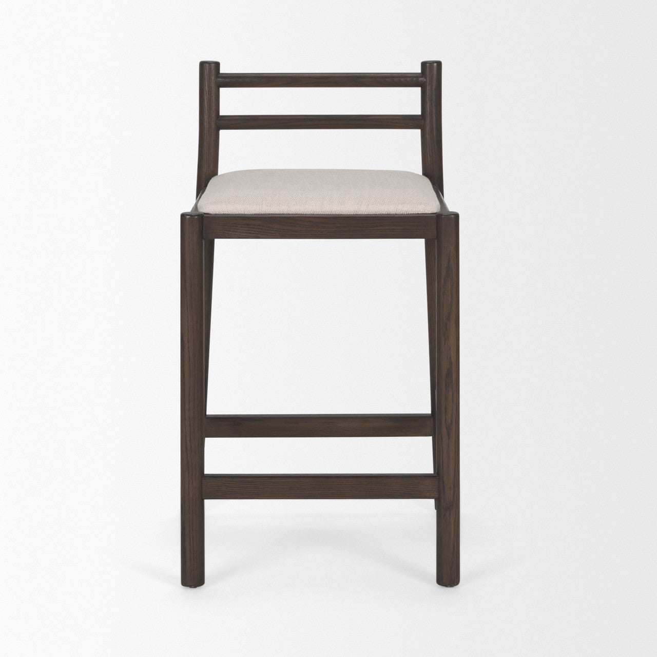 Sam Dark Brown Wood w/ Cream Fabric Counter Stool
