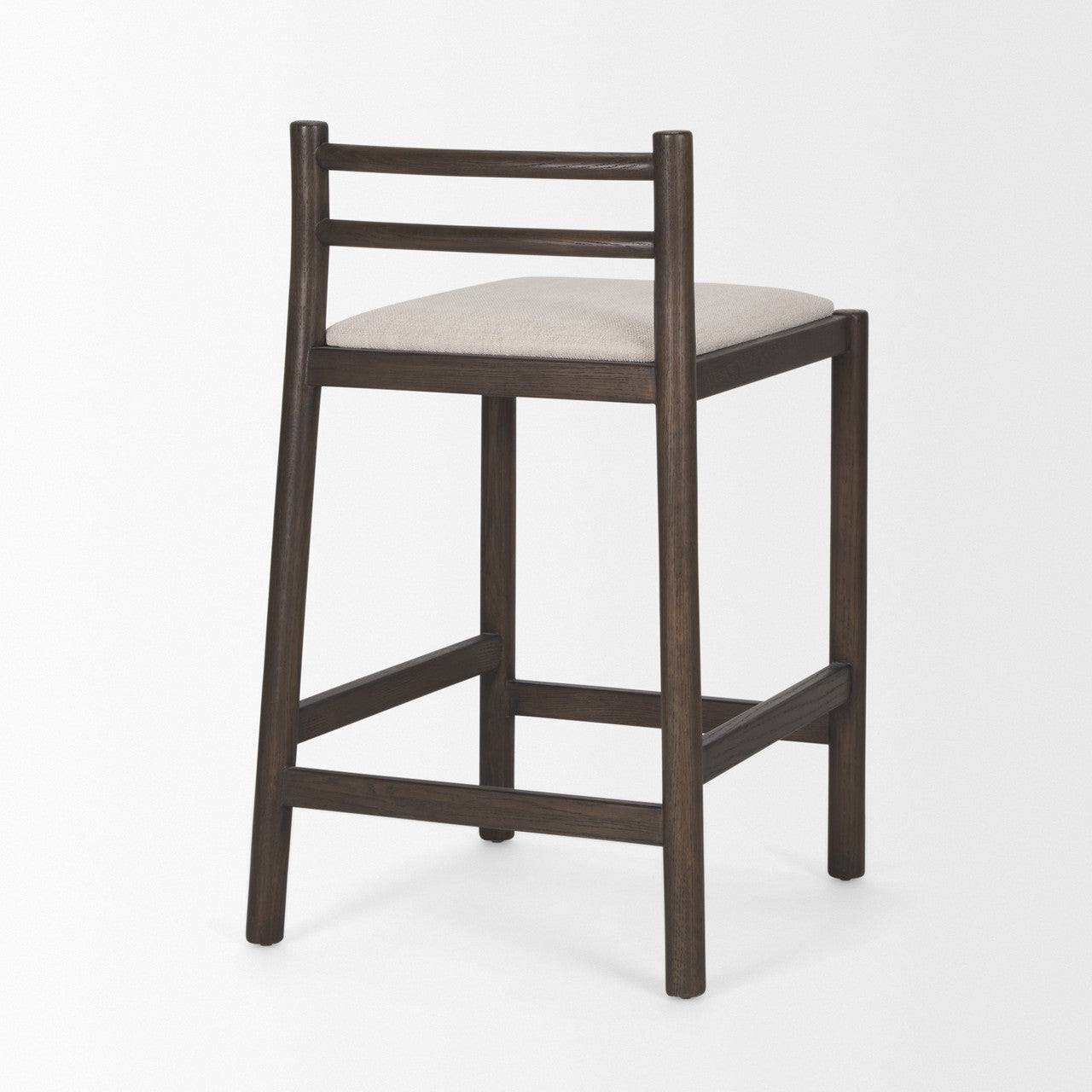 Sam Dark Brown Wood w/ Cream Fabric Counter Stool