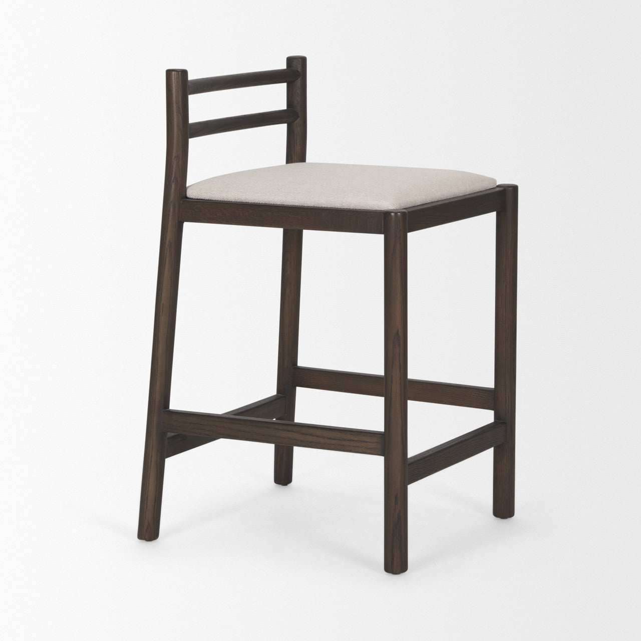 Sam Dark Brown Wood w/ Cream Fabric Counter Stool