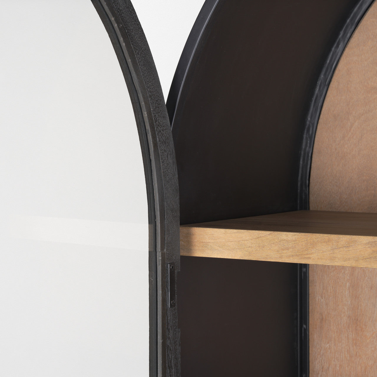 Sloan 80.5H Black Wood W/Black Metal Frame Arched Cabinet