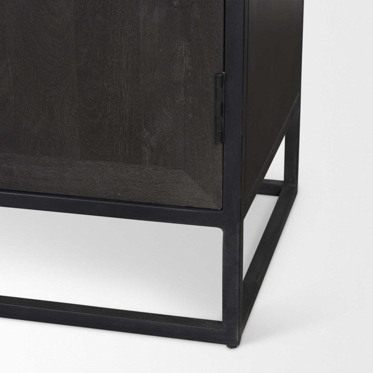 Sloan 80.5H Black Wood W/Black Metal Frame Arched Cabinet