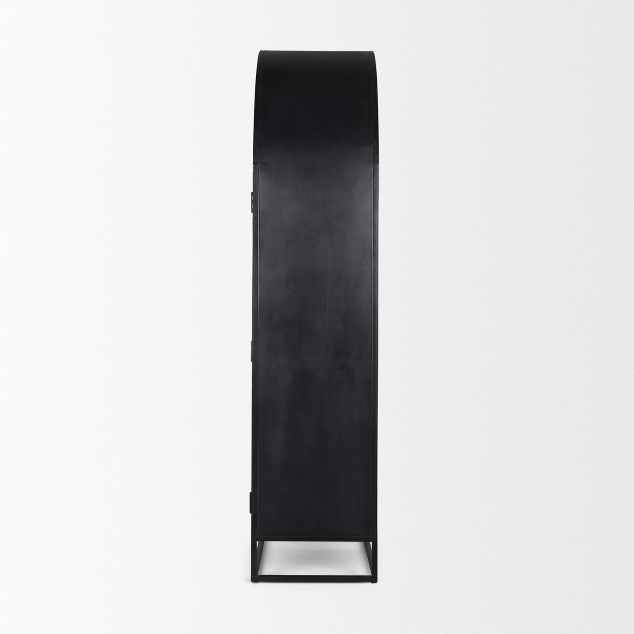 Sloan 80.5H Dark Brown Wood W/Black Metal Arched Curio Cabinet