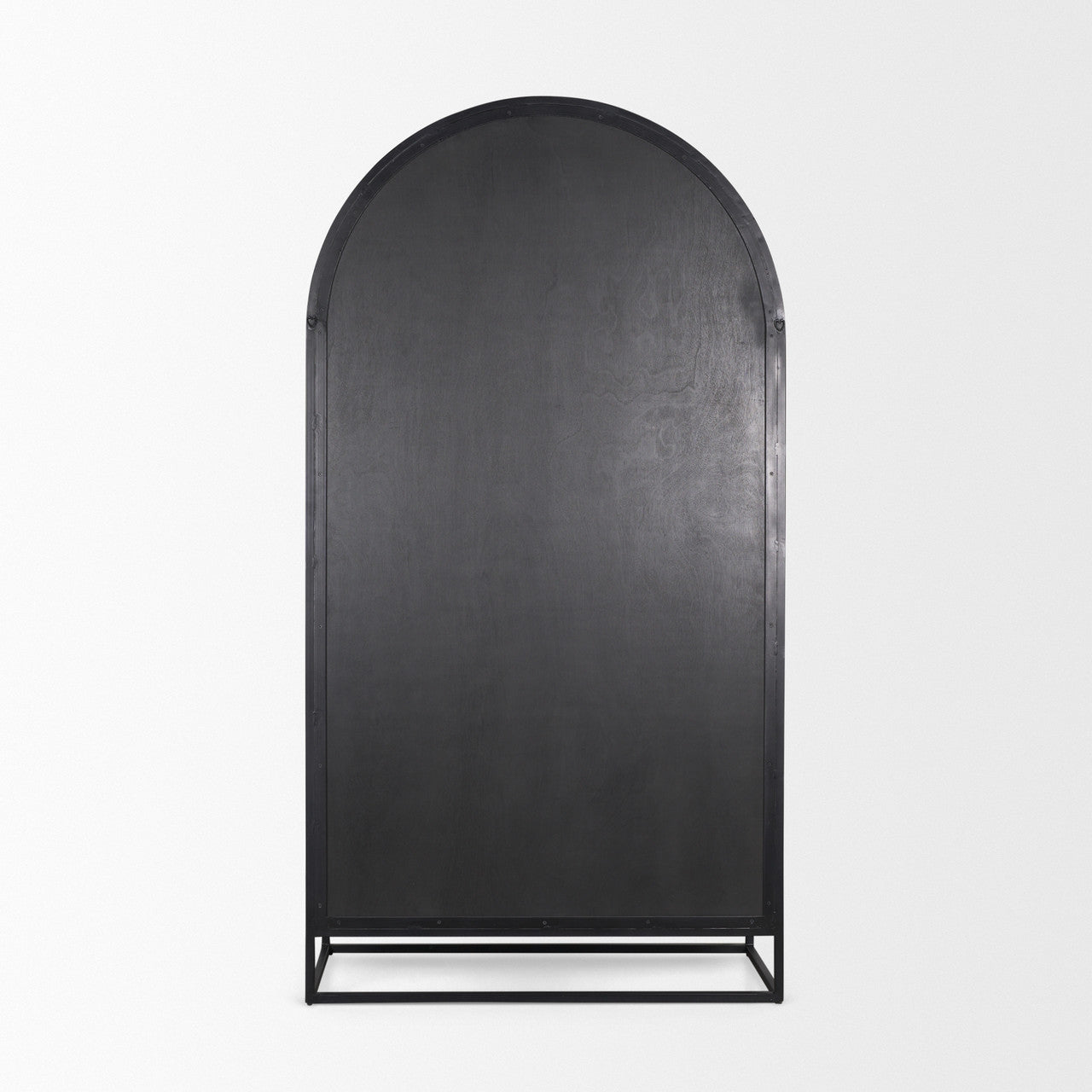 Sloan 80.5H Dark Brown Wood W/Black Metal Arched Curio Cabinet