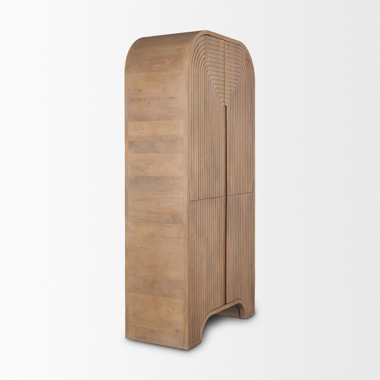 Sorina Reverse Fluted Light Brown Wood Curio Cabinet