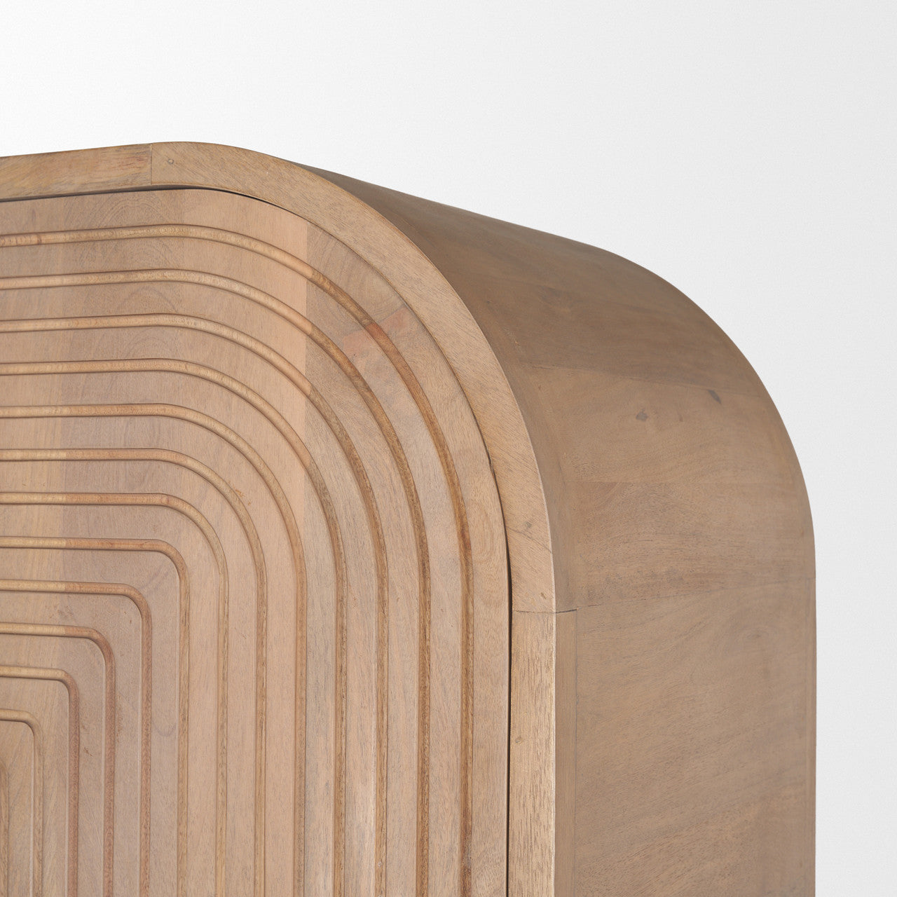 Sorina Reverse Fluted Light Brown Wood Curio Cabinet