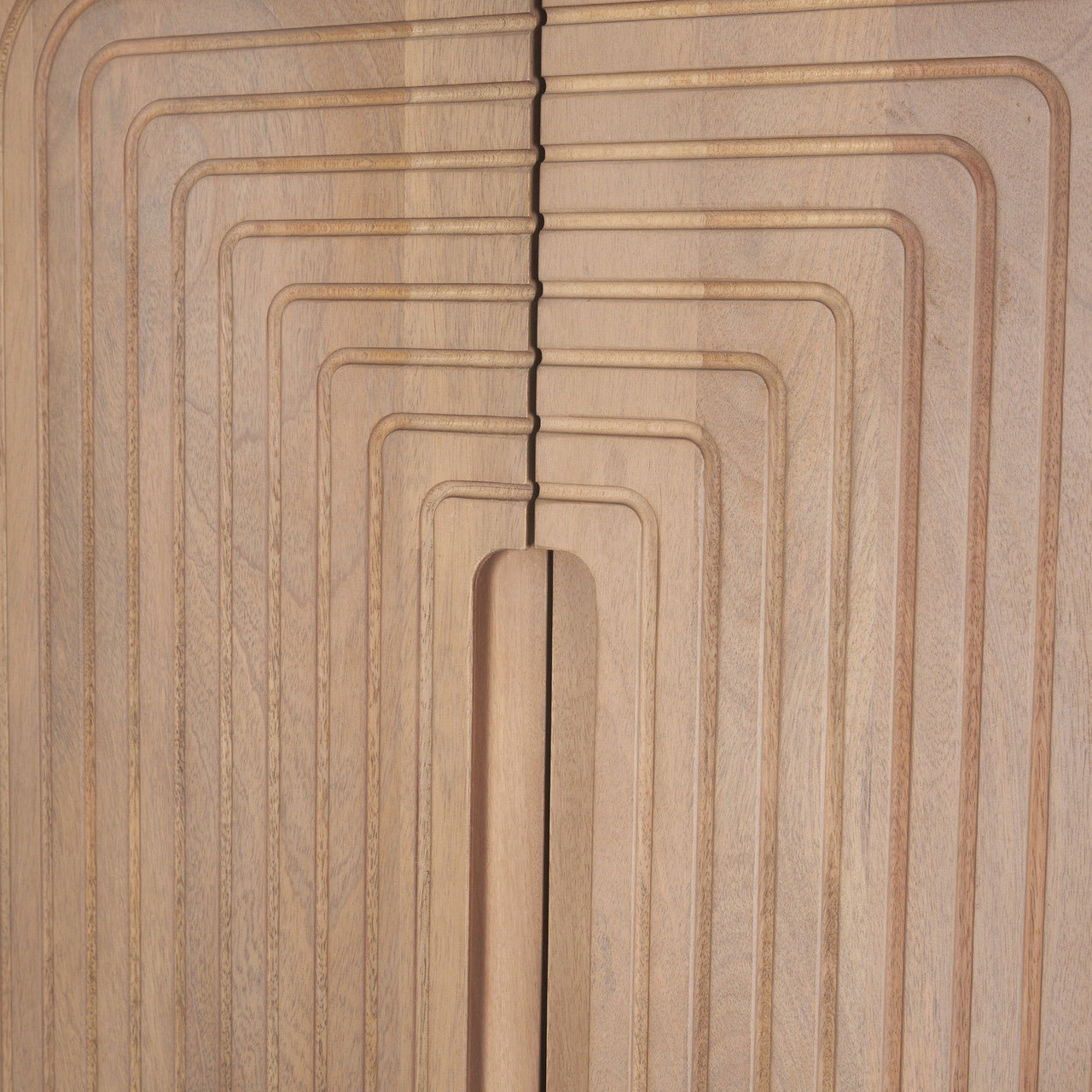 Sorina Reverse Fluted Light Brown Wood Curio Cabinet