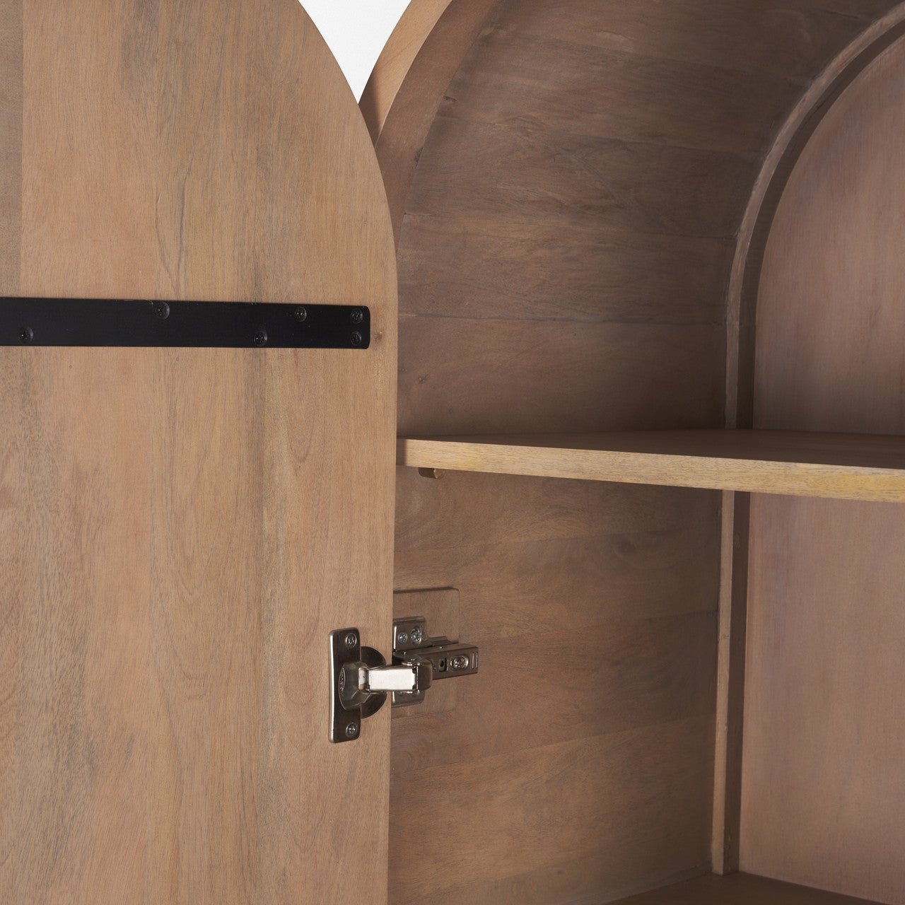 Sorina Reverse Fluted Light Brown Wood Curio Cabinet