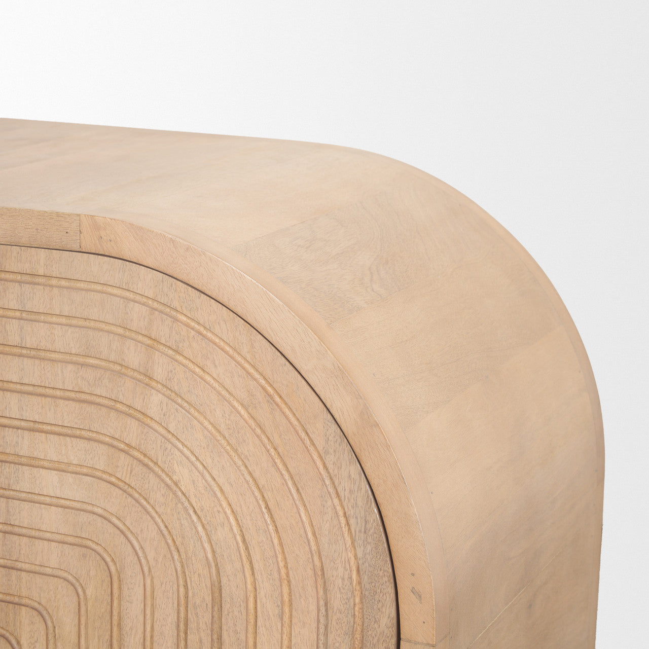 Sorina Reverse Fluted Light Brown Wood Accent Cabinet