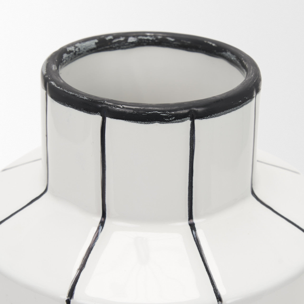 Dinah Small White w/ Black Stripes  Ceramic Vase