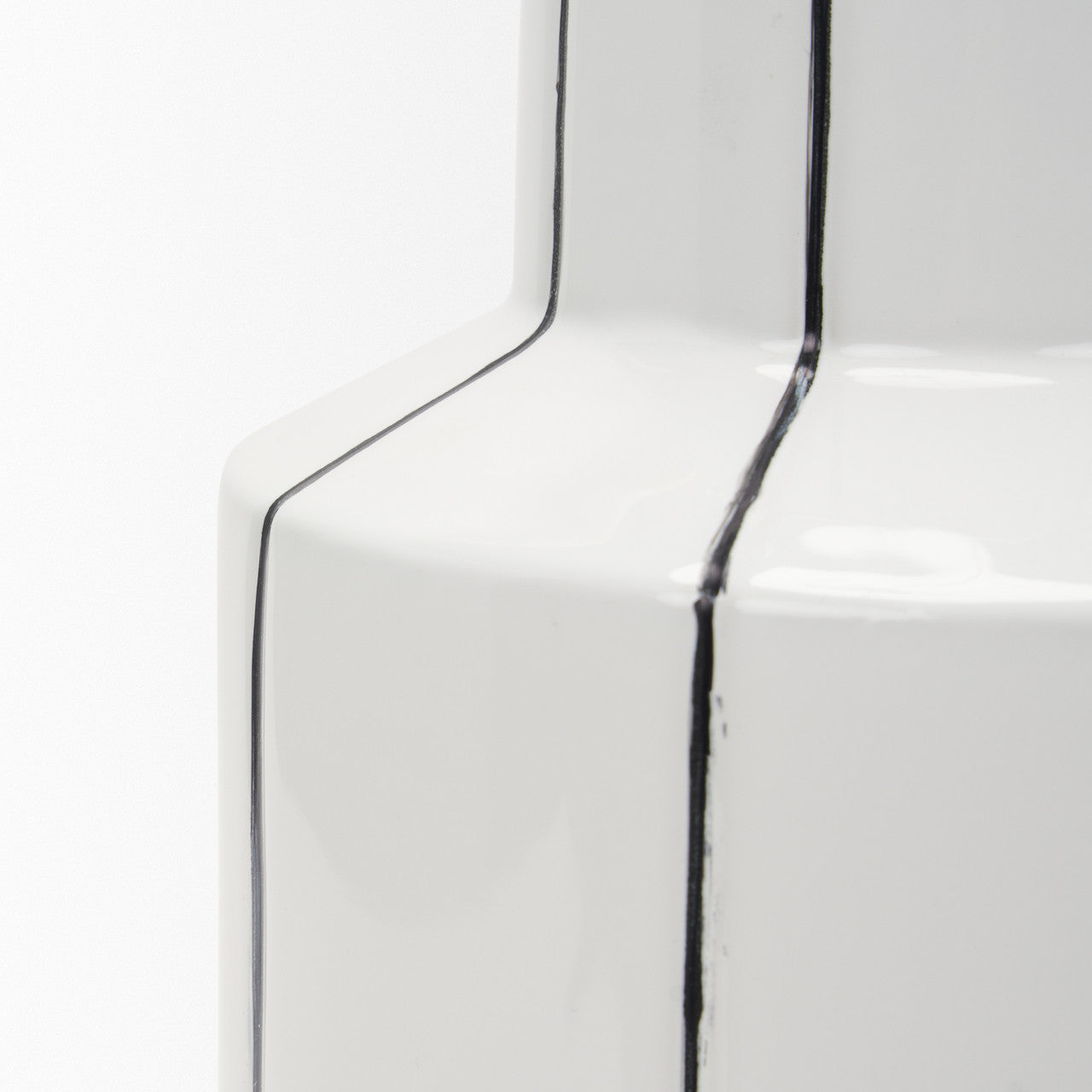 Dinah Small White w/ Black Stripes  Ceramic Vase