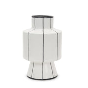 Dinah Large White w/ Black Stripes  Ceramic Vase
