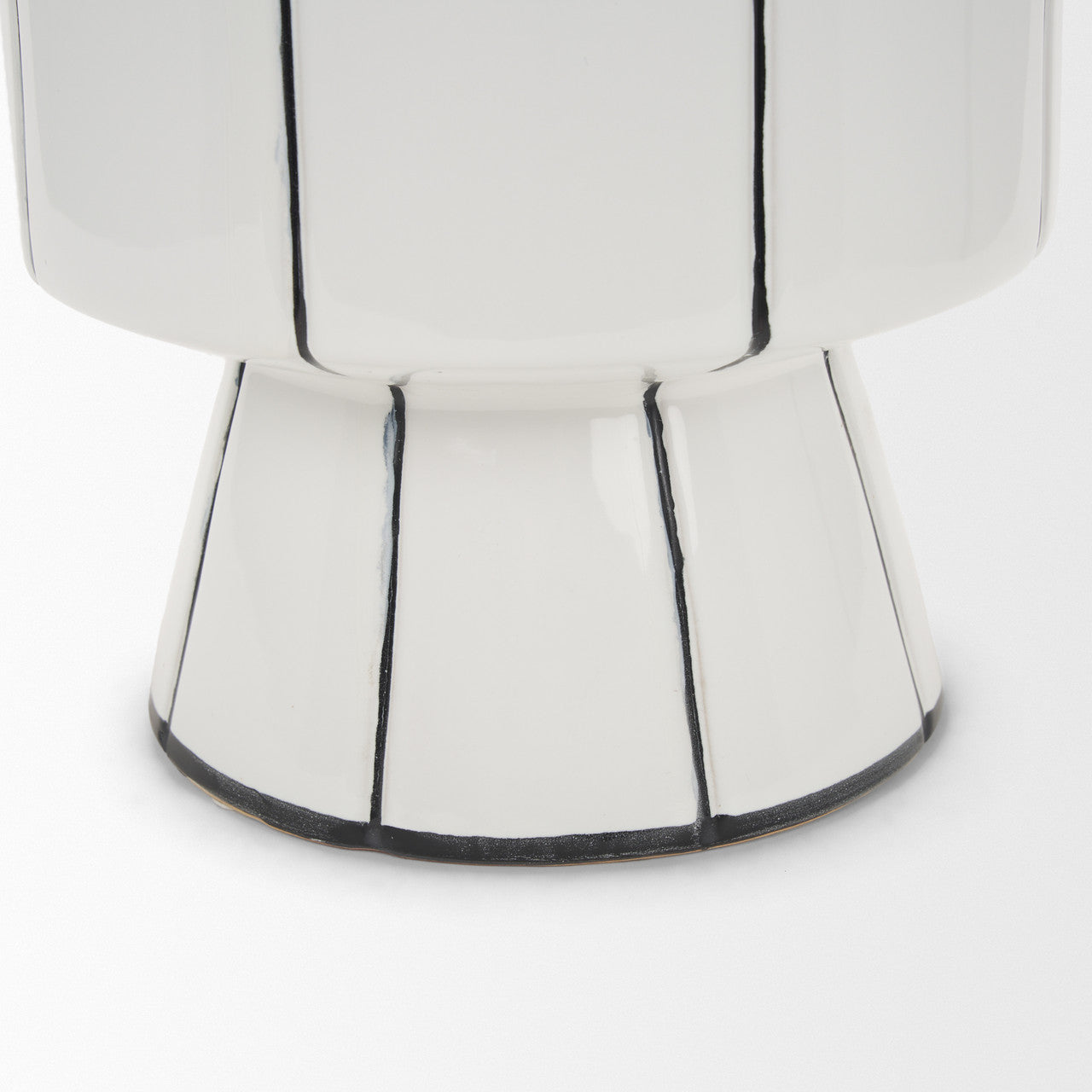Dinah Large White w/ Black Stripes  Ceramic Vase