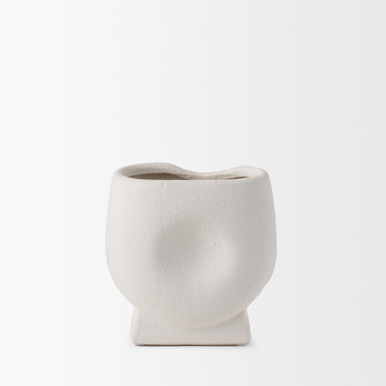 Darian Small Textured Matte White Ceramic Vase
