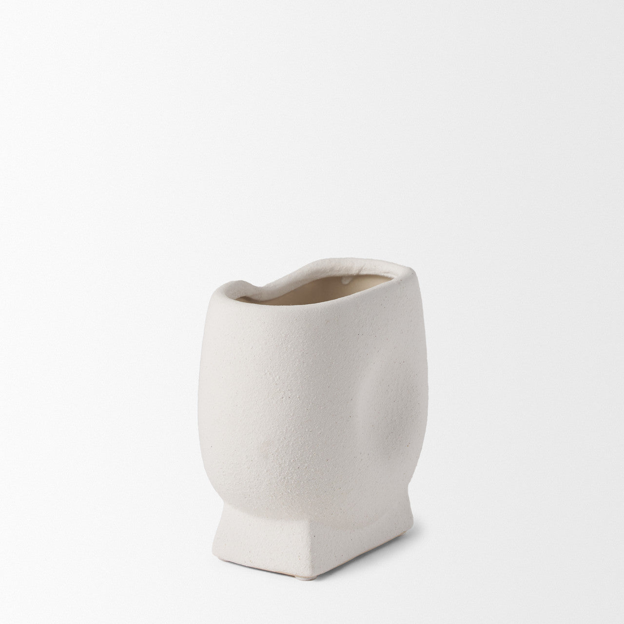 Darian Small Textured Matte White Ceramic Vase