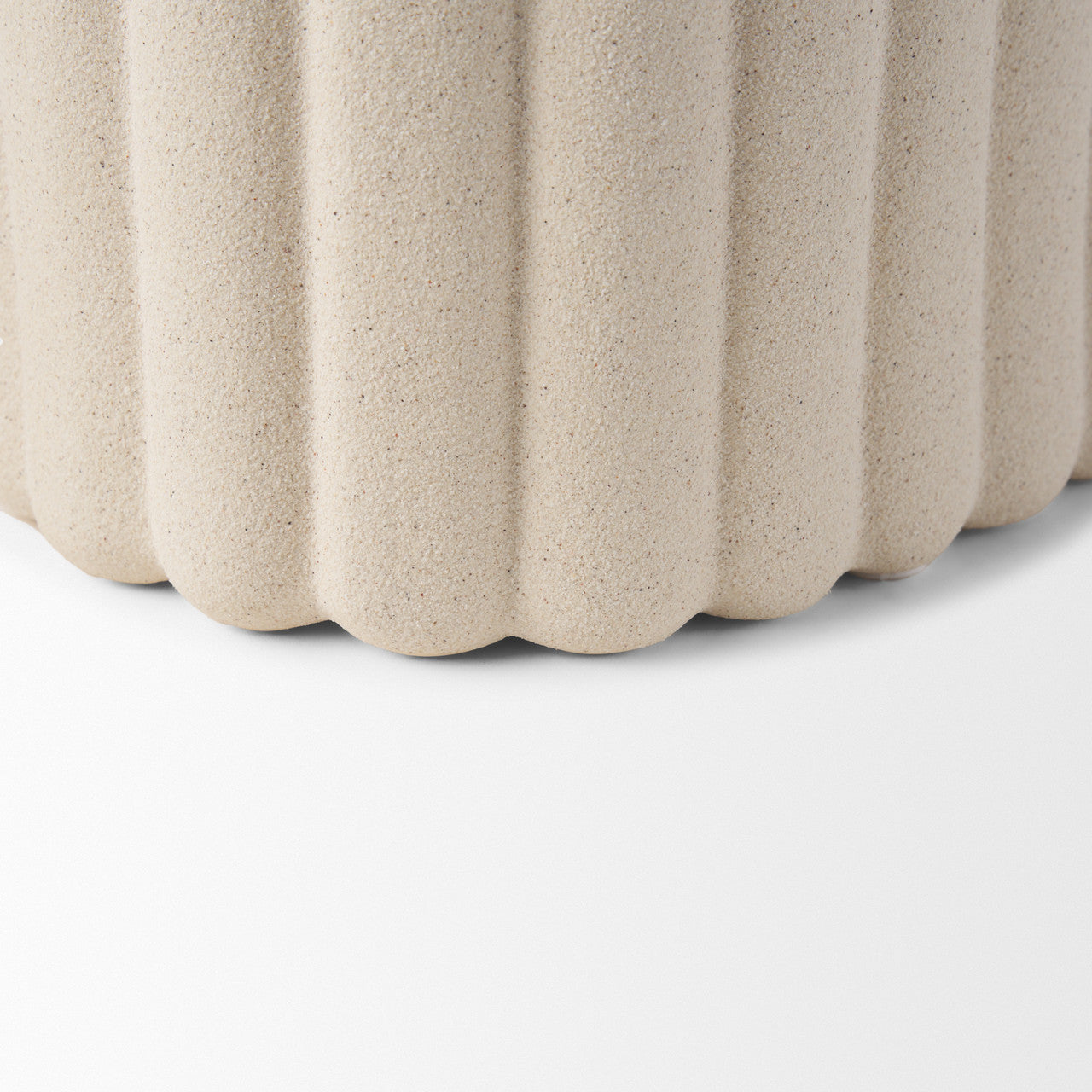 Mira Wide Textured Blush Beige Fluted Ceramic Vase