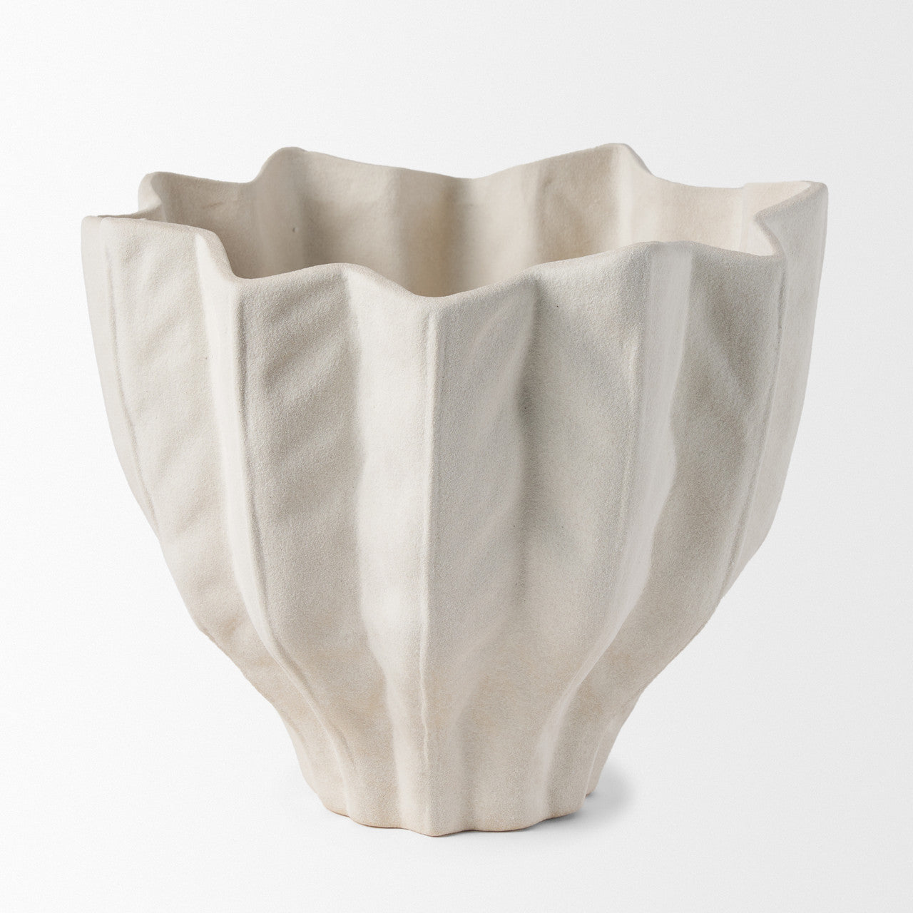 Daria Textured White Sculptural Ceramic Bowl