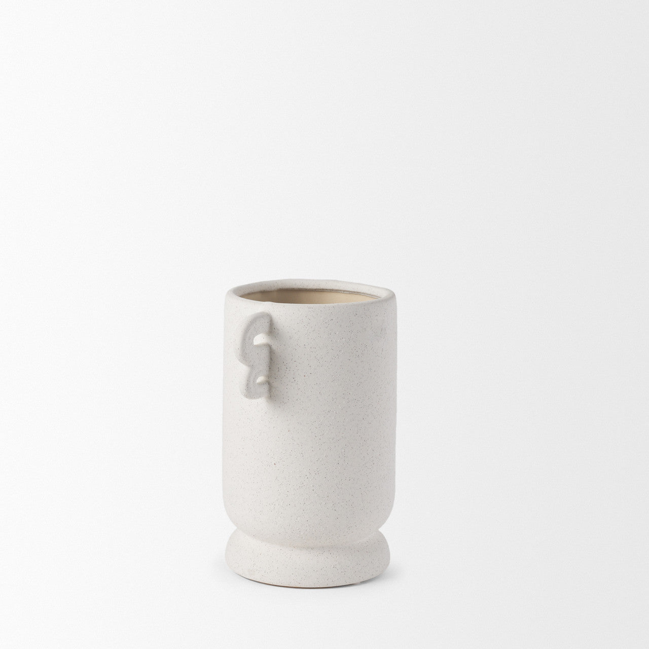 Dylan Small Textured Off White w/ Handles Ceramic Vase