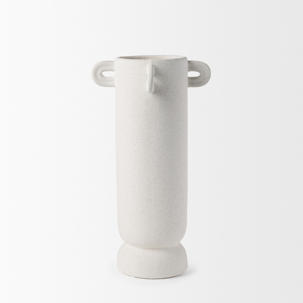 Dylan Tall Textured Off White w/ Handles Ceramic Vase