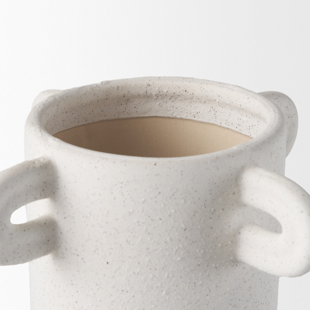 Dylan Tall Textured Off White w/ Handles Ceramic Vase
