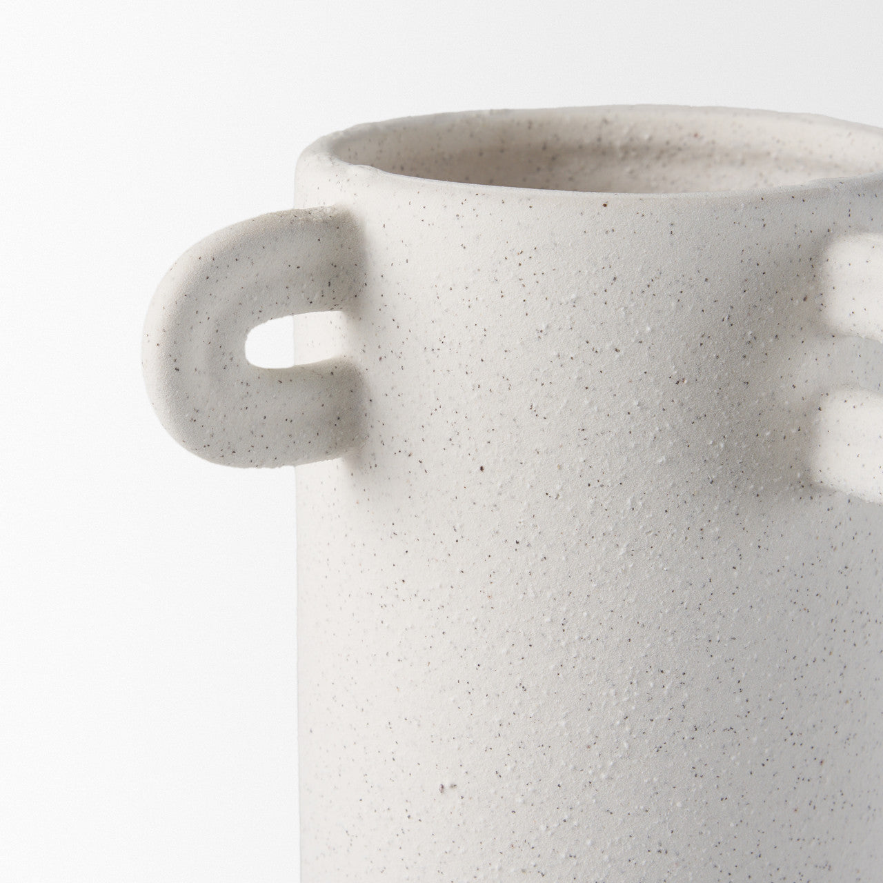 Dylan Tall Textured Off White w/ Handles Ceramic Vase