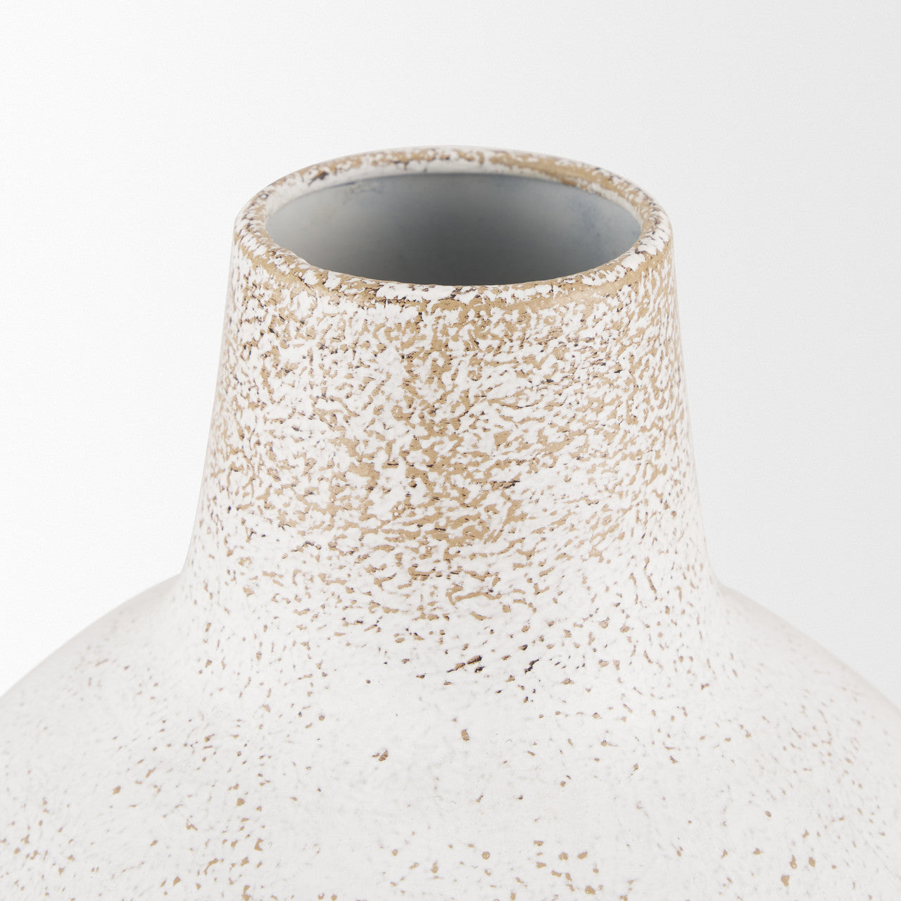 Tisha Small White W/ Terracotta Distressing Metal Vase