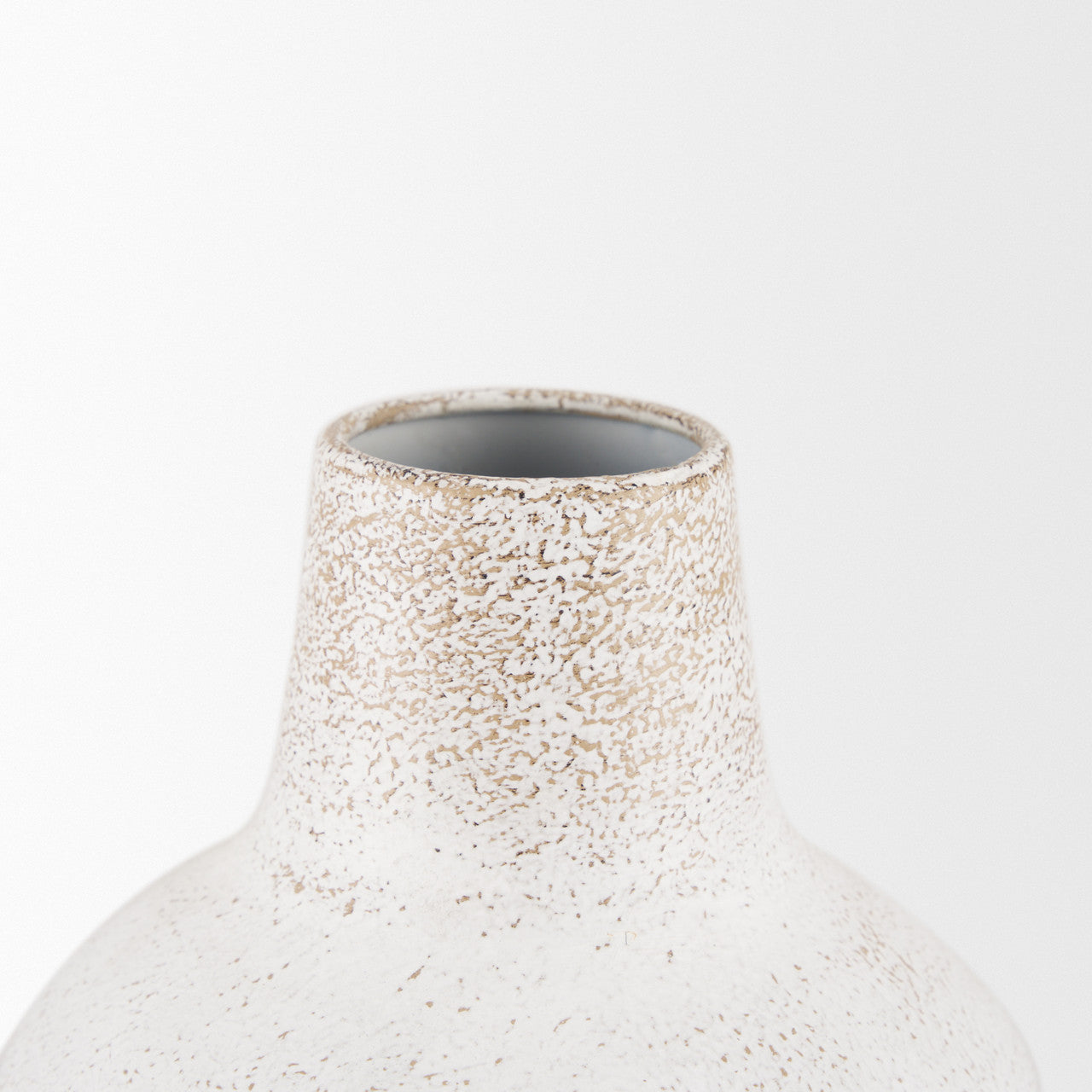 Tisha Large White W/ Terracotta Distressing Metal Vase