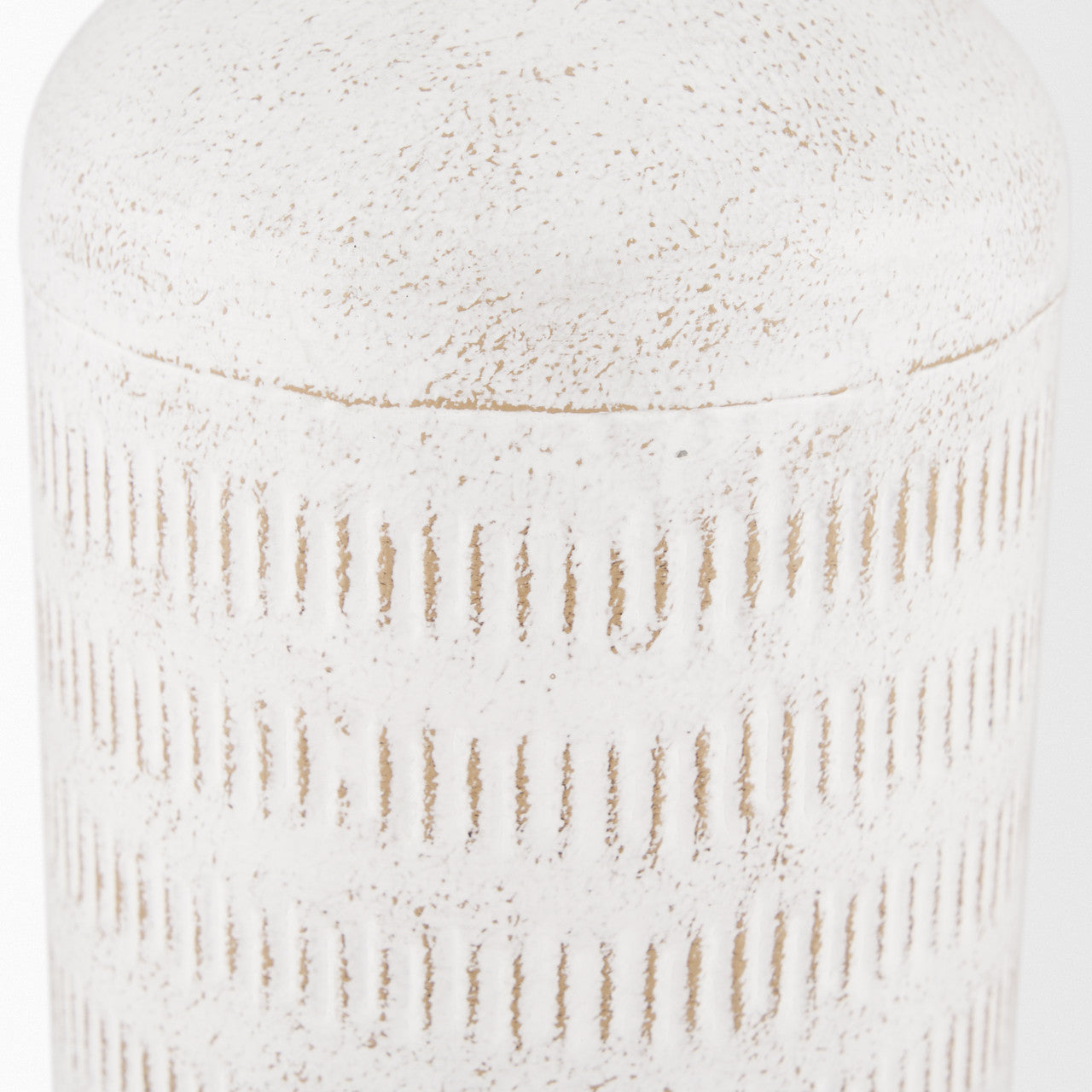 Tisha Large White W/ Terracotta Distressing Metal Vase