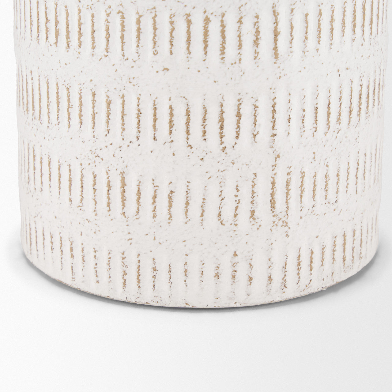 Tisha Large White W/ Terracotta Distressing Metal Vase