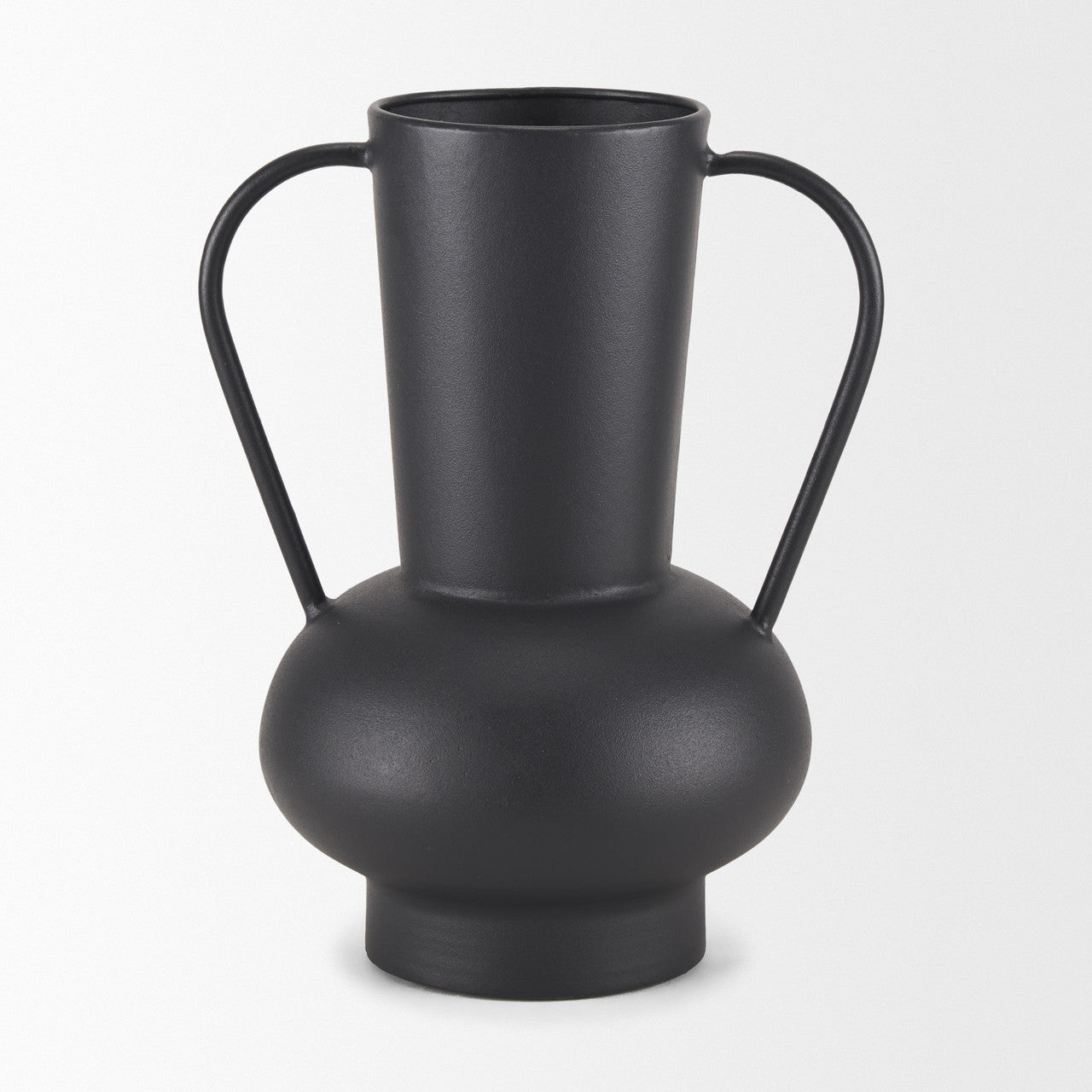 Tasya Large Matte Black w/ Handles Metal Vase