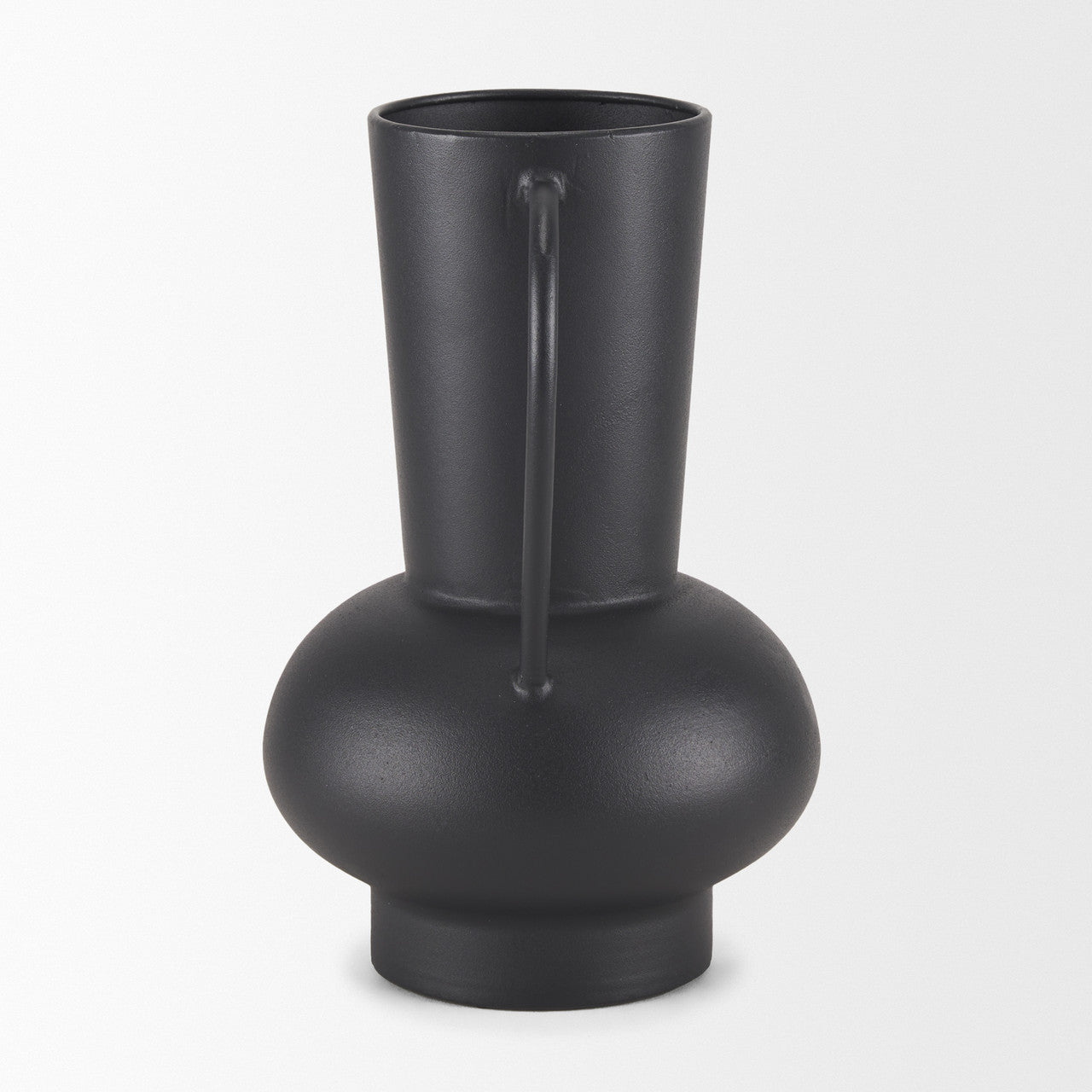 Tasya Large Matte Black w/ Handles Metal Vase