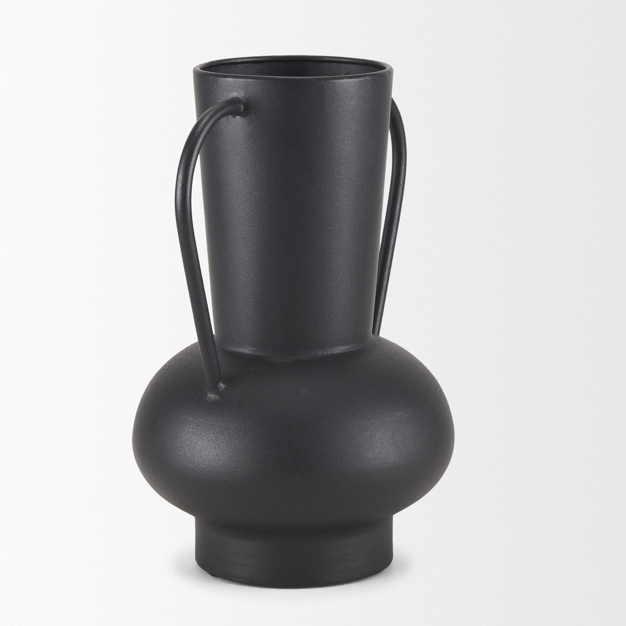 Tasya Large Matte Black w/ Handles Metal Vase