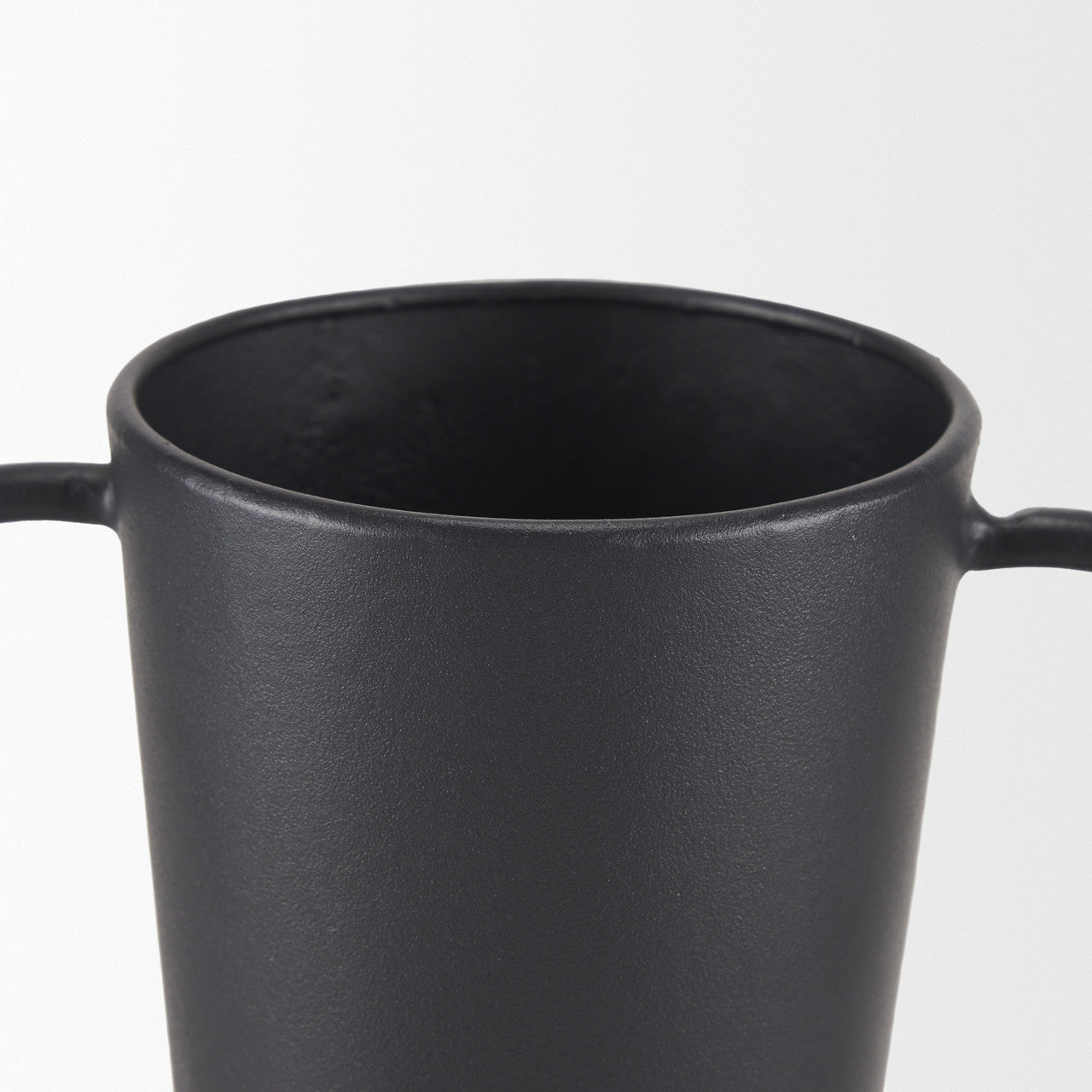 Tasya Large Matte Black w/ Handles Metal Vase