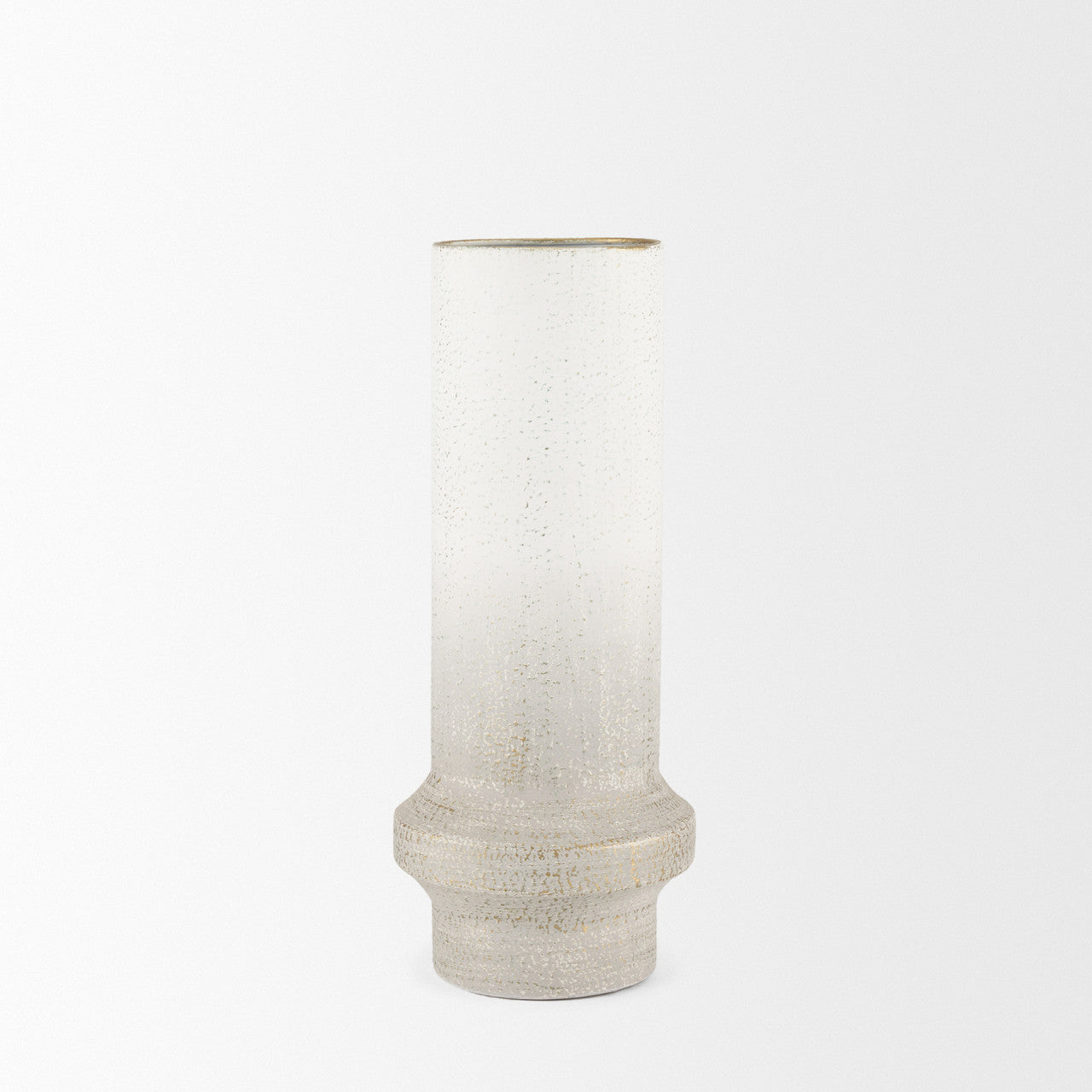 Tovah Medium Textured White w/ Gold Metal Vase