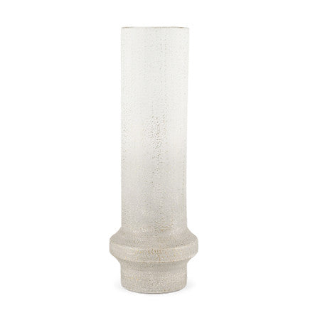 Tovah Tall Textured White w/ Gold Metal Vase