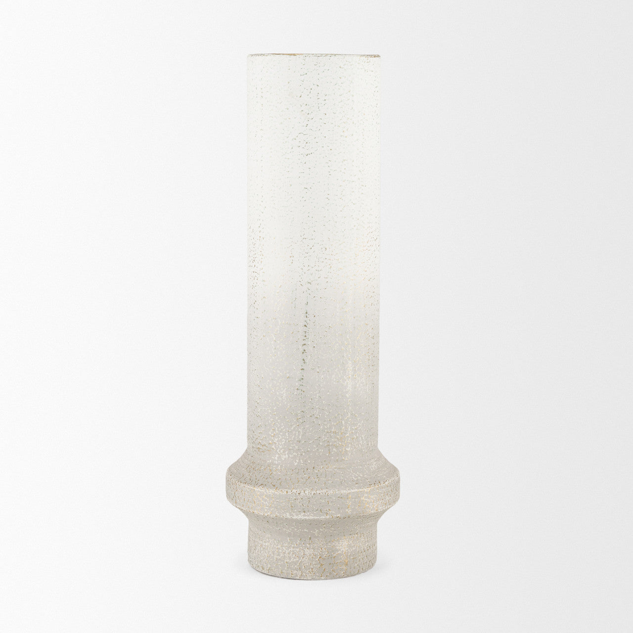 Tovah Tall Textured White w/ Gold Metal Vase