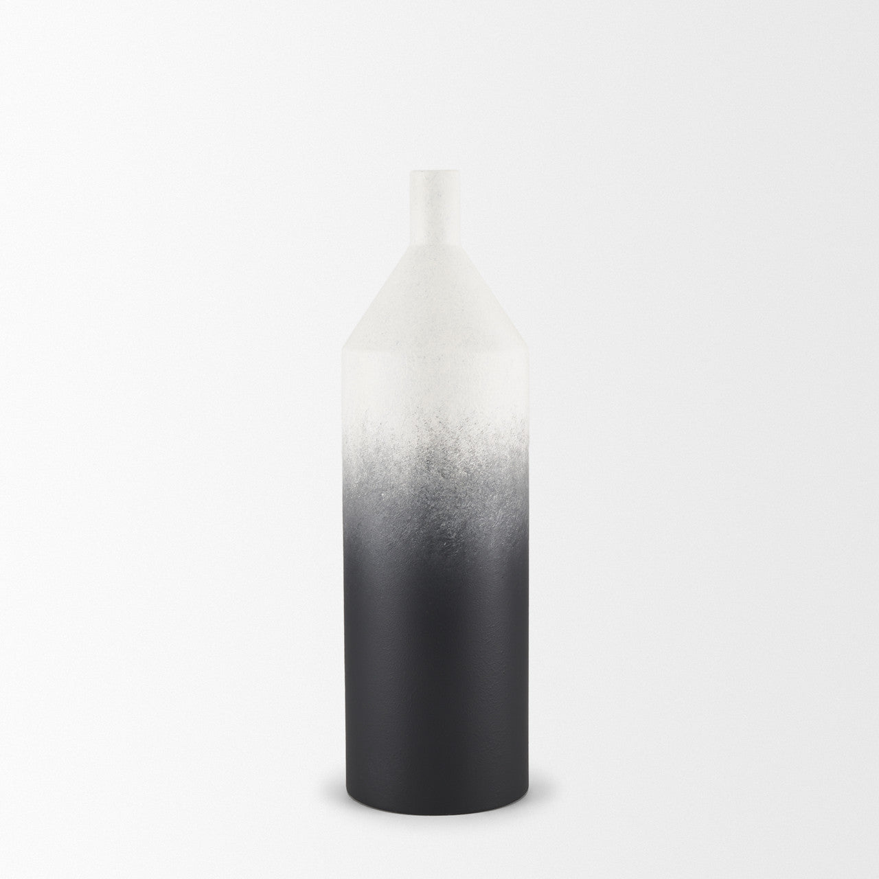 Townley Small White w/ Black Ombre Metal Vase