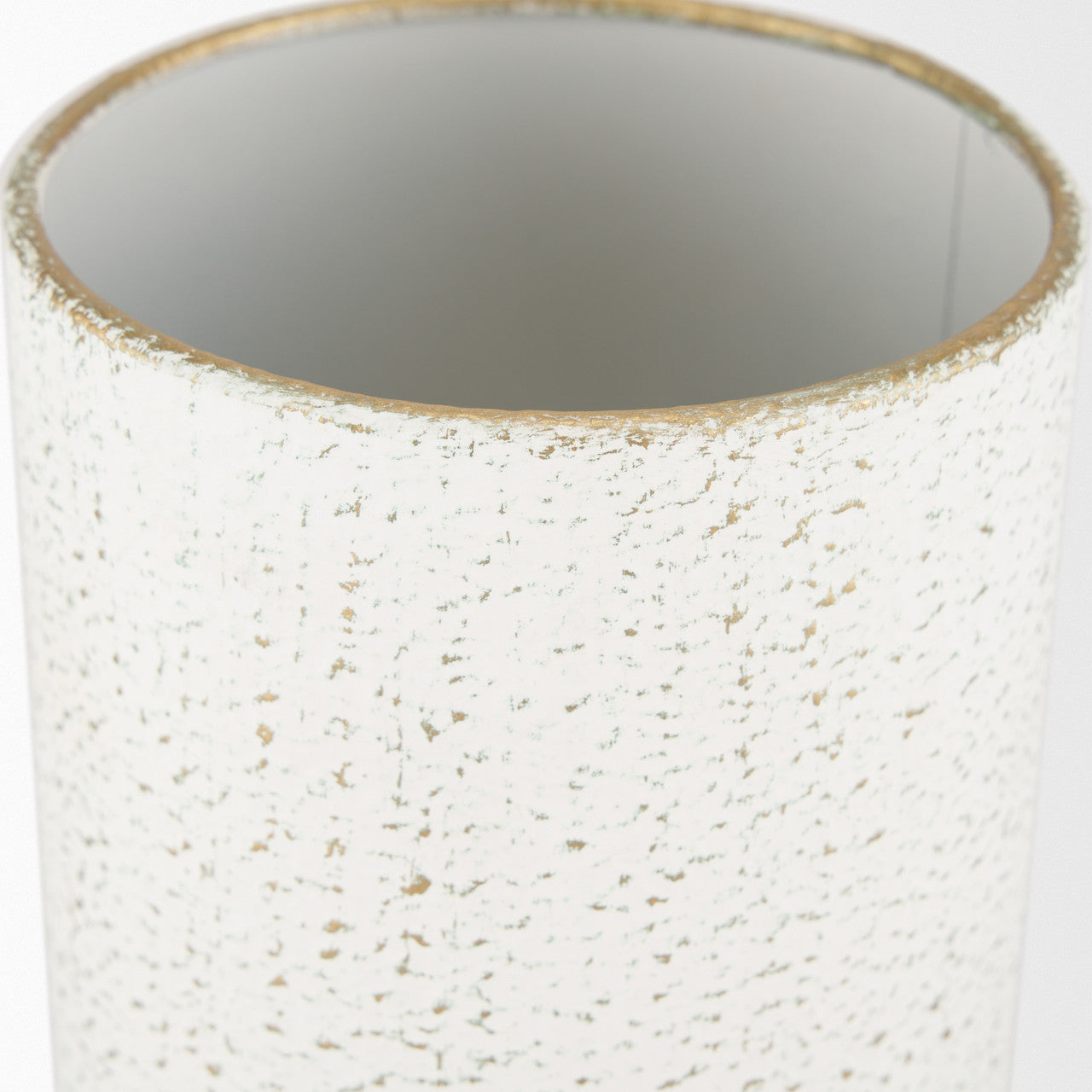 Tovah Medium Textured White w/ Gold Metal Vase