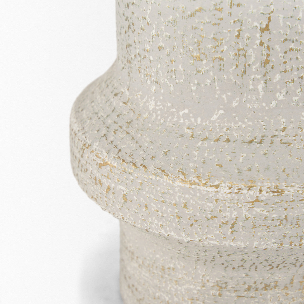 Tovah Medium Textured White w/ Gold Metal Vase