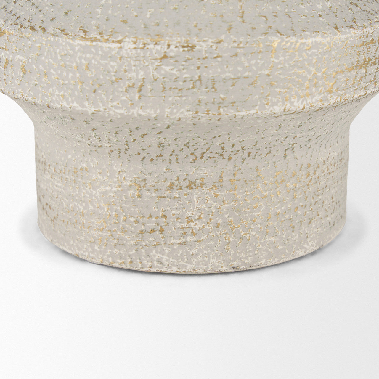 Tovah Medium Textured White w/ Gold Metal Vase