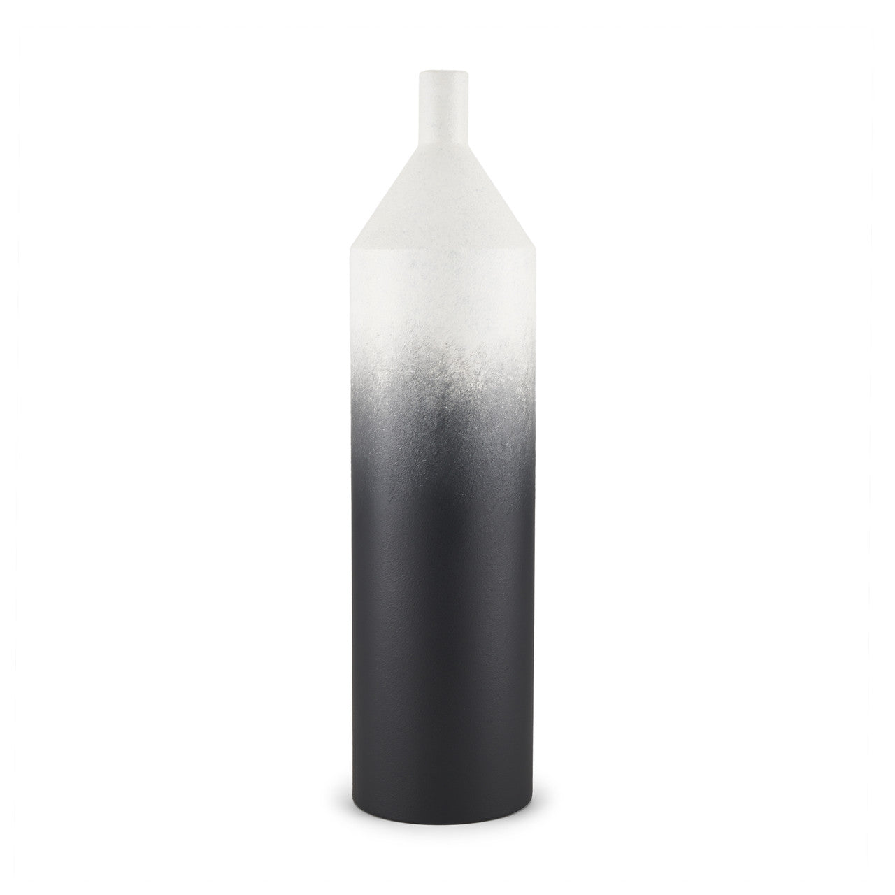 Townley Tall White w/ Black Ombre Metal Vase