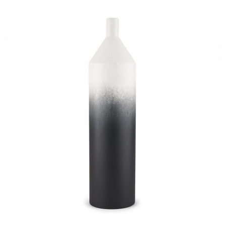 Townley Tall White w/ Black Ombre Metal Vase